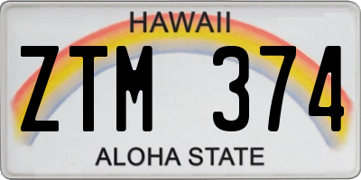 HI license plate ZTM374