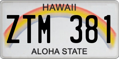 HI license plate ZTM381