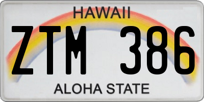 HI license plate ZTM386