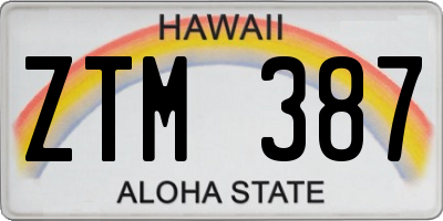 HI license plate ZTM387