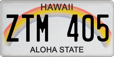 HI license plate ZTM405