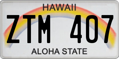 HI license plate ZTM407