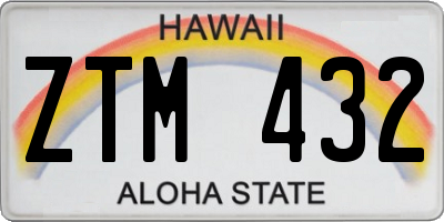 HI license plate ZTM432
