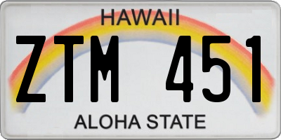 HI license plate ZTM451
