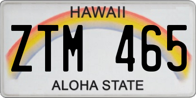 HI license plate ZTM465