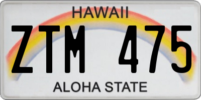 HI license plate ZTM475