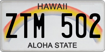HI license plate ZTM502