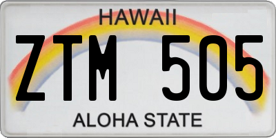 HI license plate ZTM505
