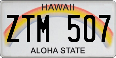 HI license plate ZTM507
