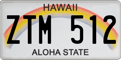 HI license plate ZTM512