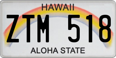 HI license plate ZTM518