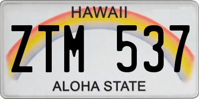 HI license plate ZTM537