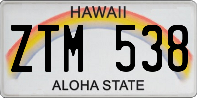 HI license plate ZTM538