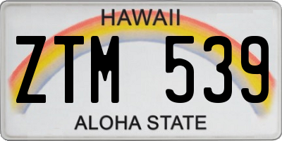 HI license plate ZTM539