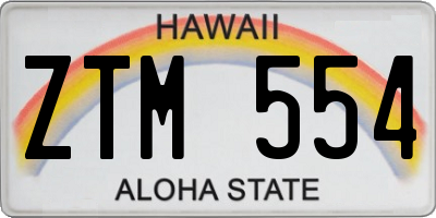 HI license plate ZTM554