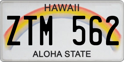 HI license plate ZTM562