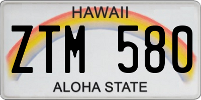 HI license plate ZTM580