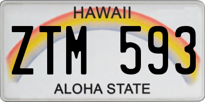 HI license plate ZTM593