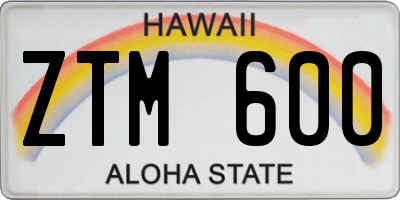 HI license plate ZTM600