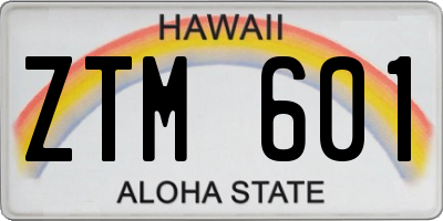HI license plate ZTM601