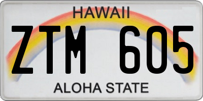 HI license plate ZTM605