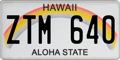 HI license plate ZTM640