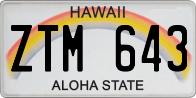 HI license plate ZTM643