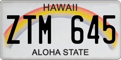HI license plate ZTM645