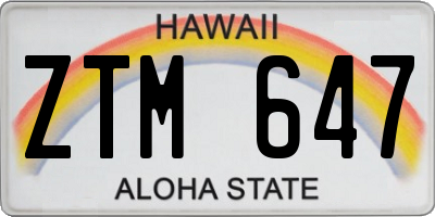 HI license plate ZTM647
