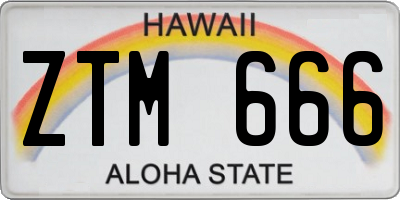 HI license plate ZTM666