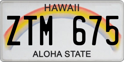 HI license plate ZTM675