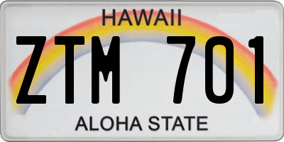 HI license plate ZTM701