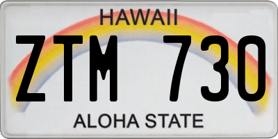 HI license plate ZTM730