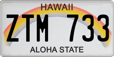 HI license plate ZTM733