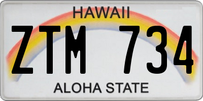 HI license plate ZTM734