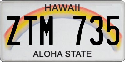 HI license plate ZTM735