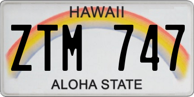 HI license plate ZTM747