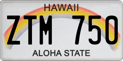 HI license plate ZTM750