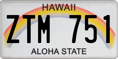 HI license plate ZTM751