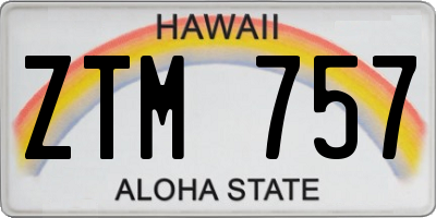 HI license plate ZTM757