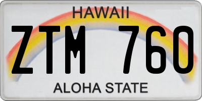HI license plate ZTM760