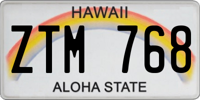 HI license plate ZTM768