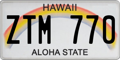 HI license plate ZTM770