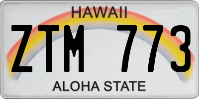 HI license plate ZTM773