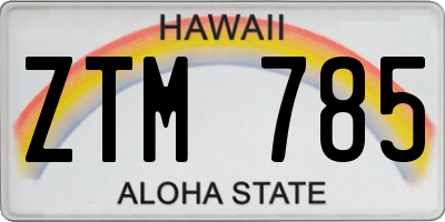 HI license plate ZTM785