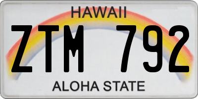 HI license plate ZTM792