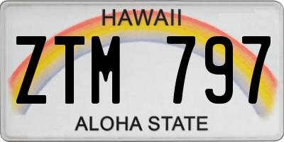 HI license plate ZTM797