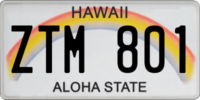 HI license plate ZTM801
