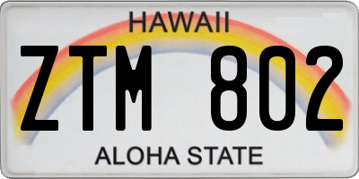 HI license plate ZTM802