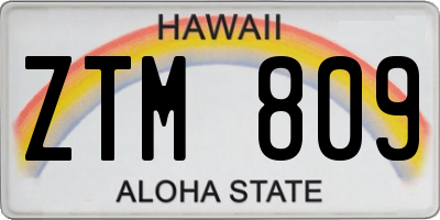 HI license plate ZTM809